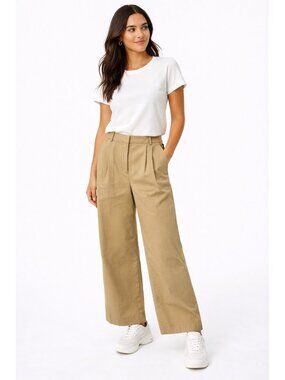 ABERCROMBIE & FITCH wide leg pleated pants khaki 8R 29 high rise preppy college